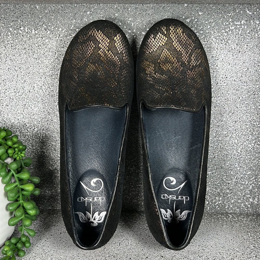 Dansko Olivia Bronze Python Leather Loafers Shoes… - image 6
